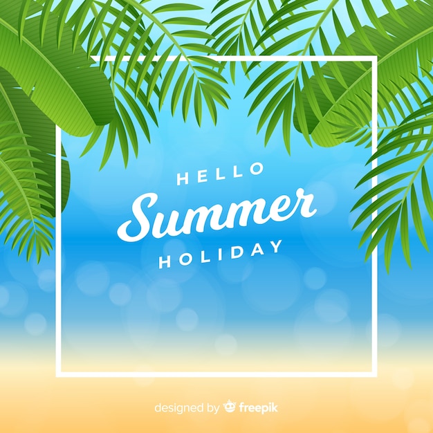 Free Vector Realistic Hello Summer Background At The Beach