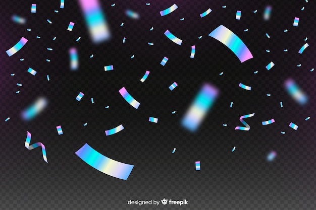 Free Vector | Realistic holographic confetti background