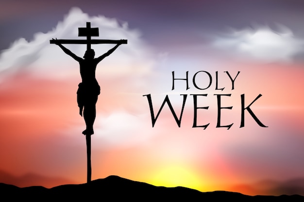 Premium Vector | Realistic holy week with jesus on cross