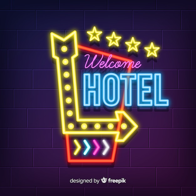 Free Vector | Realistic hotel neon sign background