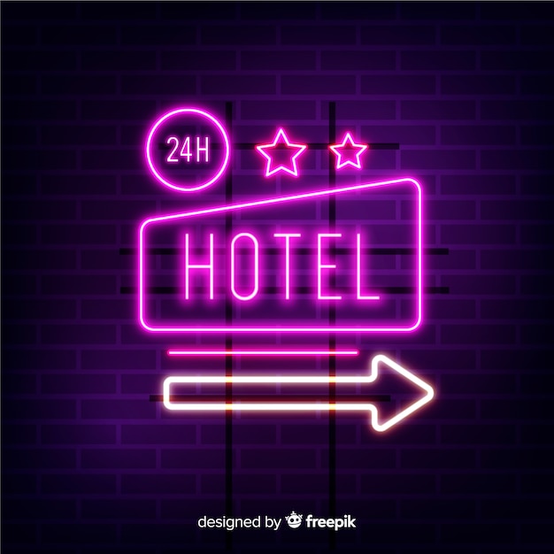 Free Vector | Realistic hotel neon sign background