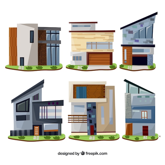 Realistic houses collection | Free Vector