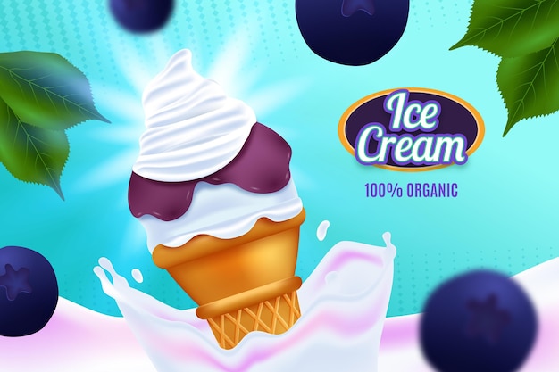 現実的なアイスクリームの広告の壁紙 無料のベクター