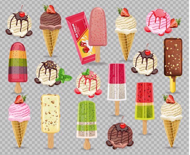 Premium Vector Realistic Ice Cream Collection