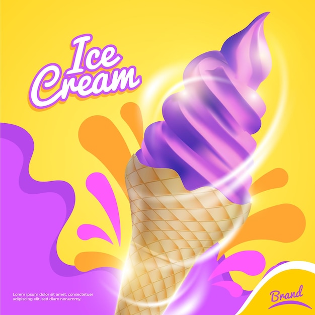 Download Free Vector | Realistic ice cream promo template