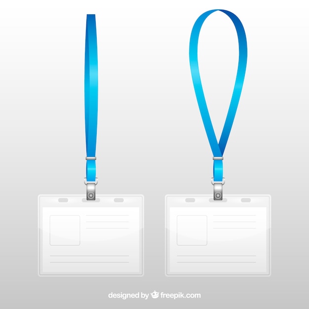 Free Vector | Realistic id card with clasp and lanyards