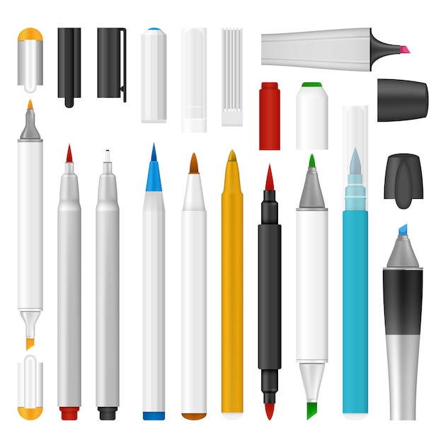 Download Realistic illustration of felt-tip pen marker mockup for ...