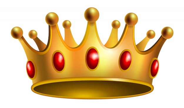 Realistic illustration of gold crown with red gems ...