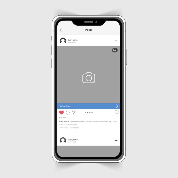 Iphoneで現実的なinstagramフォトフレーム プレミアムベクター