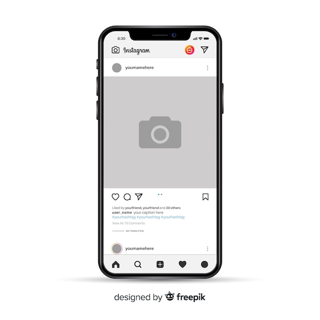 Iphoneのリアルなinstagramフォトフレーム 無料のベクター