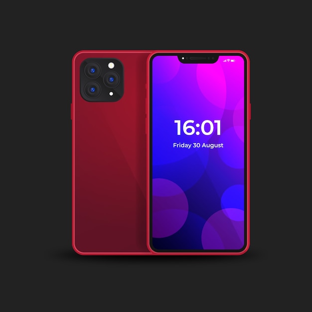 Free Vector Realistic Iphone 11 With Red Back Cover