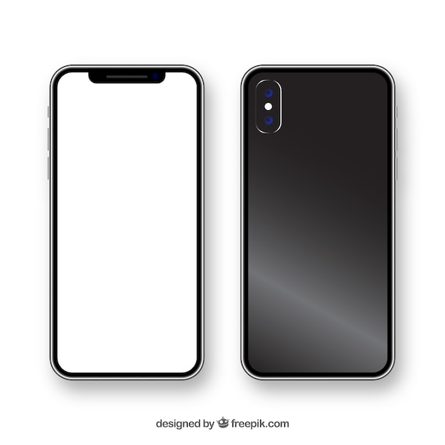 Realistic iphone x with white screen | Free Vector