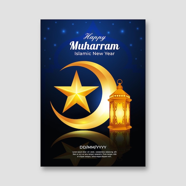 Premium Vector | Realistic islamic new year poster