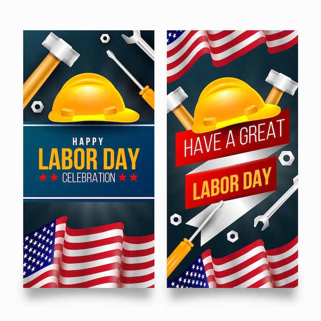 Free Vector Realistic Labor Day Usa Banners
