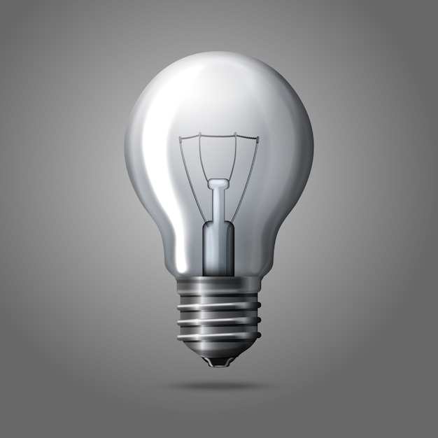 Premium Vector | Realistic light bulb isolated on grey background.