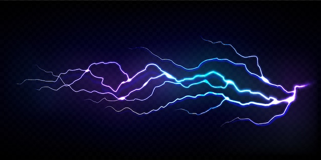 Premium Vector Realistic Lightning Bolt Isolated On Transparent Black Background