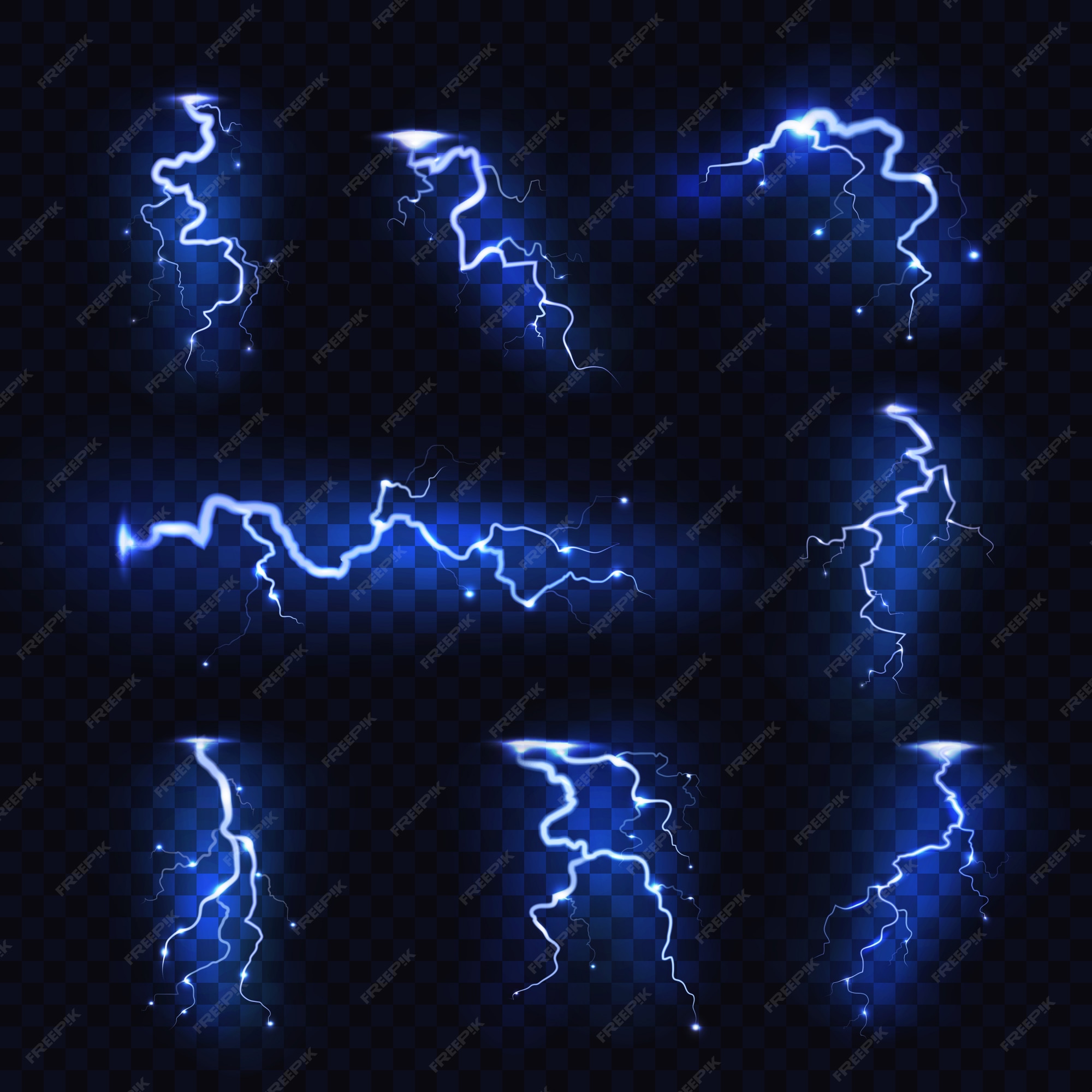 Premium Vector | Realistic lightnings. blitz lightning thunder light ...