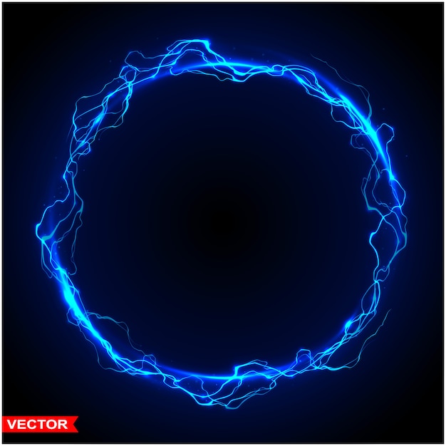 Premium Vector | Realistic magic circle of thunder storm lightnings