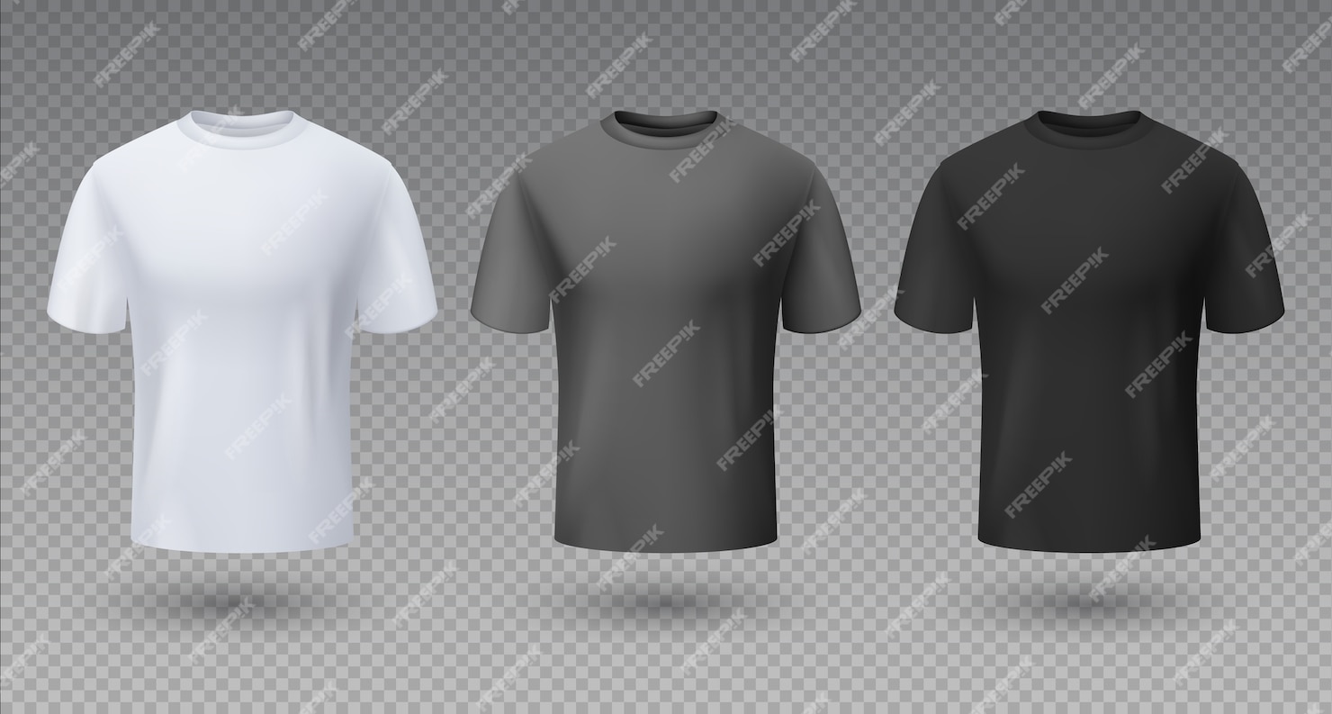 Premium Vector | Realistic male shirt. white black and gray t-shirt 3d ...