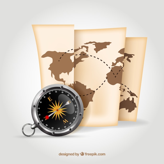 Free Vector | Realistic Map Compass Background