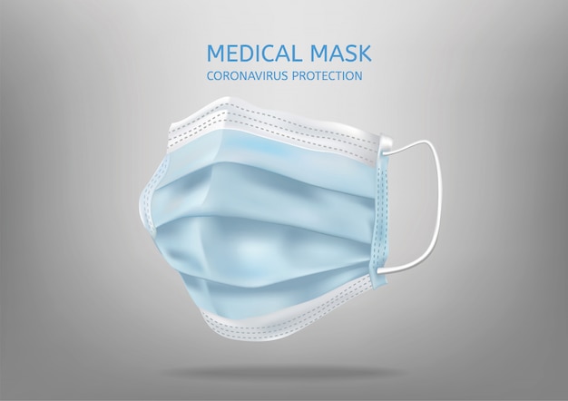 Download Realistic medical face mask. details 3d medical mask. illustration | Premium Vector