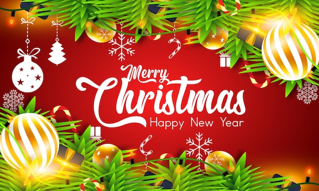 Premium Vector | Realistic merry christmas and happy new year design ...