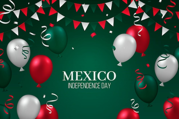 Realistic mexico independence day balloon background | Free Vector