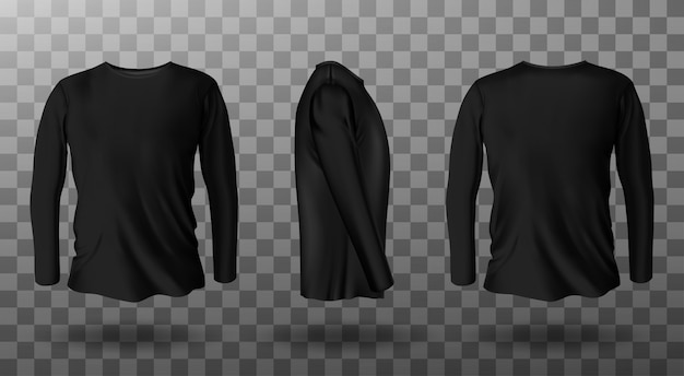 Download Free Vector | Realistic mockup of black long sleeve t-shirt