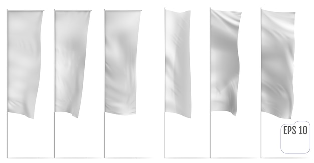 Download Premium Vector | Realistic mockup of white banner flag. white banner flags. vector set