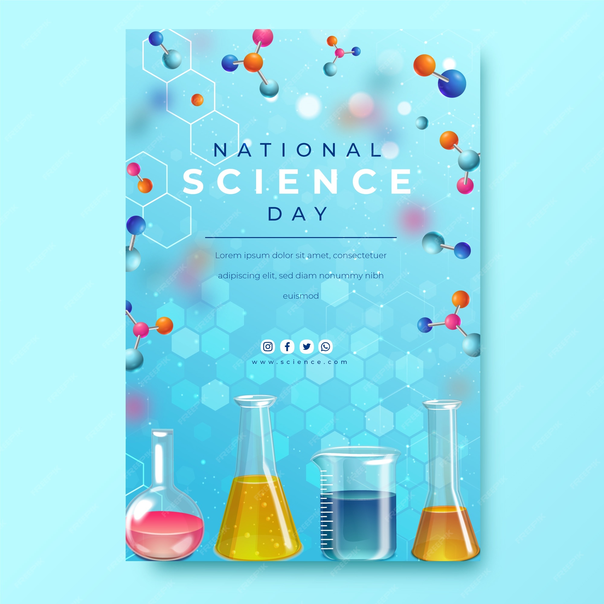 Free Vector | Realistic national science day vertical poster template