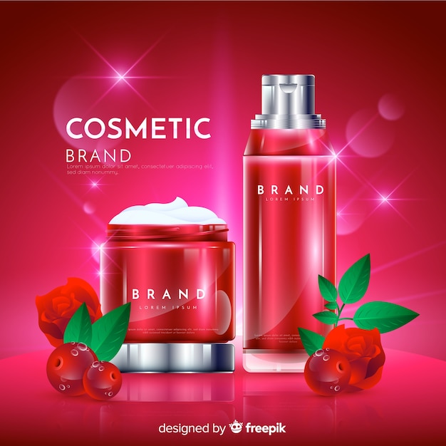 Realistic natural cosmetic advertisement background Free Vector
