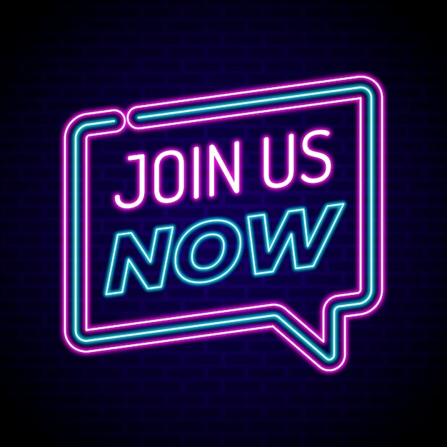 Free Vector | Realistic neon join us lettering