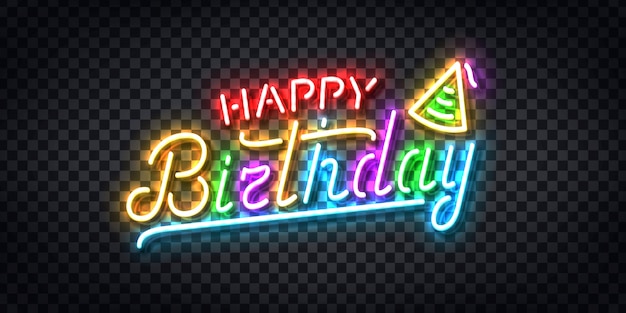 Premium Vector | Realistic neon sign of happy birthday logo for ...