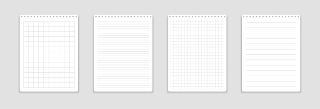 Premium Vector | Realistic notebook with squared and line sheets.