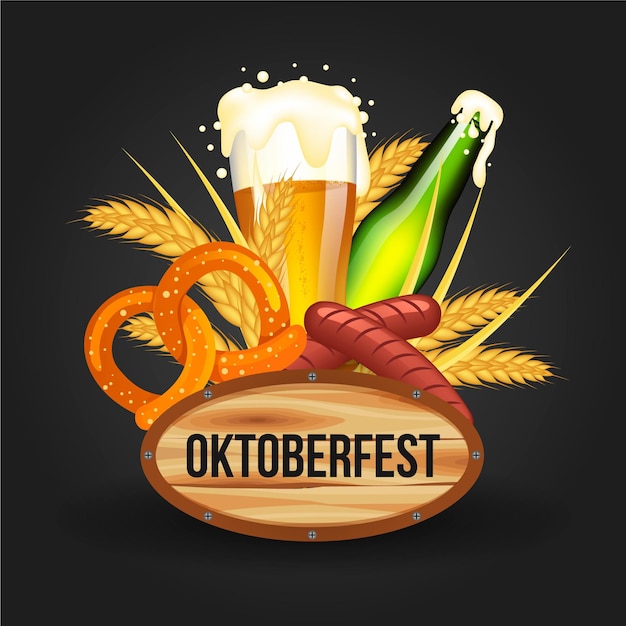 Realistic oktoberfest elements illustration | Free Vector