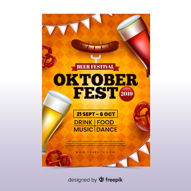 Free Vector Realistic Oktoberfest Flyer Template