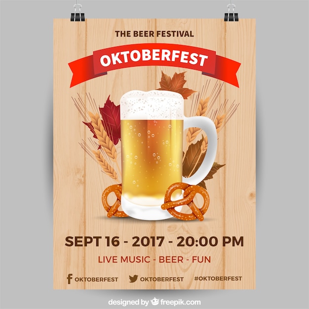 Realistic oktoberfest party poster Vector | Free Download