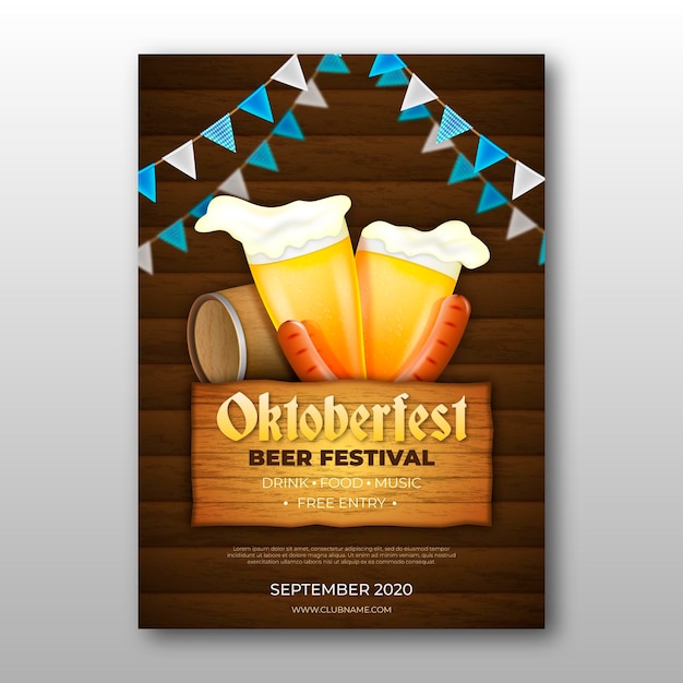 Free Vector | Realistic oktoberfest poster