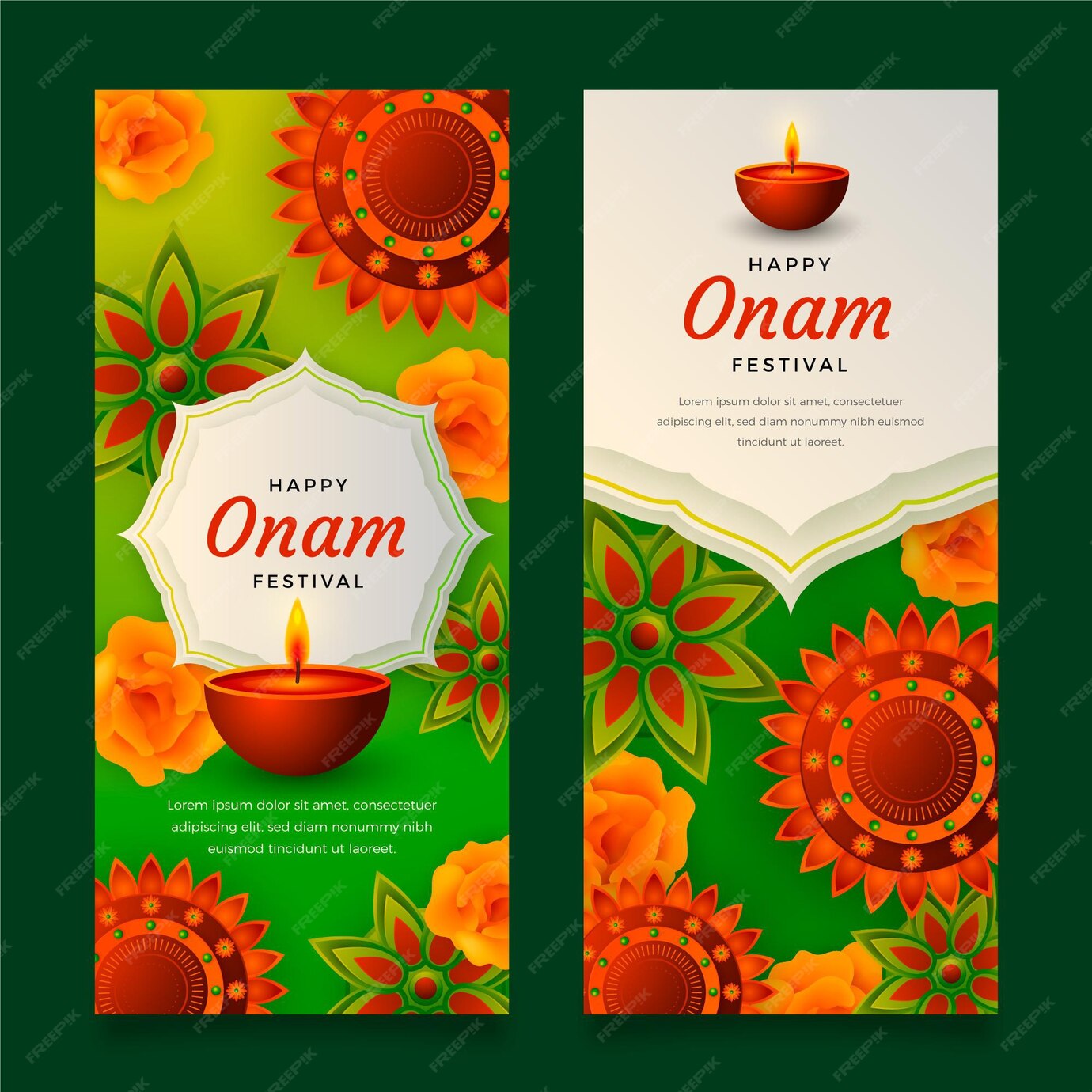 Free Vector Realistic Onam Banners Set