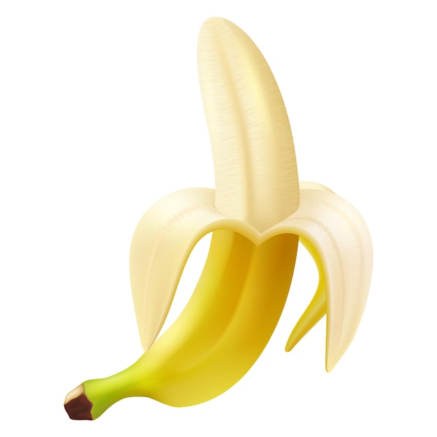 Банан открытый на белом фоне