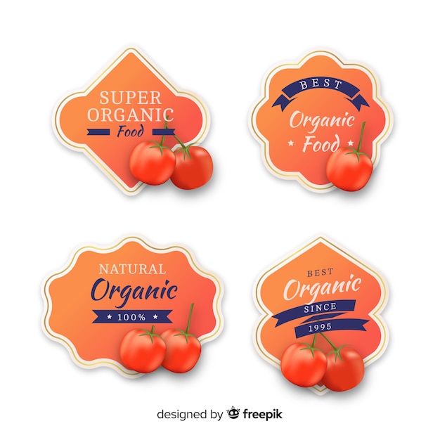 Free Vector Realistic Organic Peach Label Set