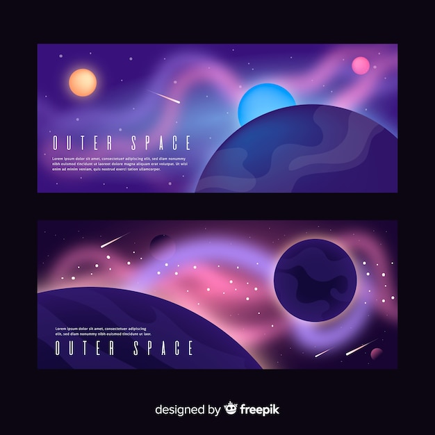 Free Vector | Realistic outer space banner