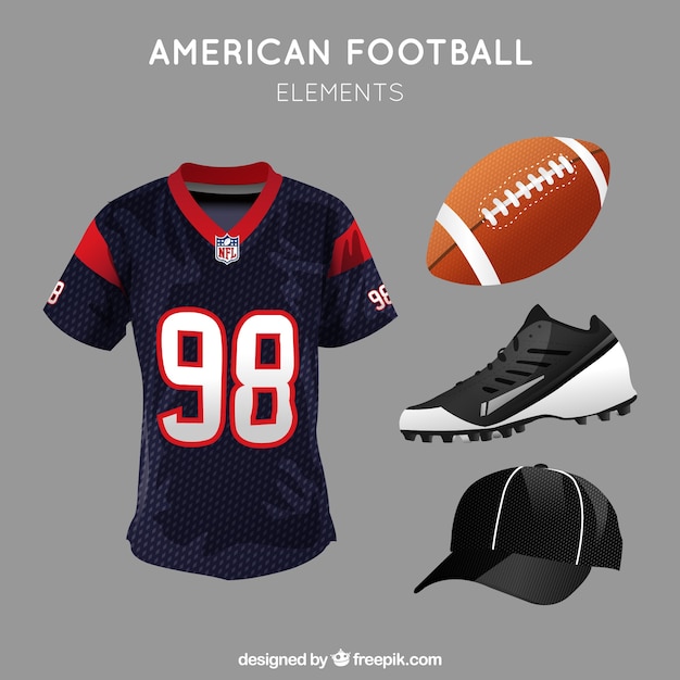 Premium Vector | Realistic pack of american football items