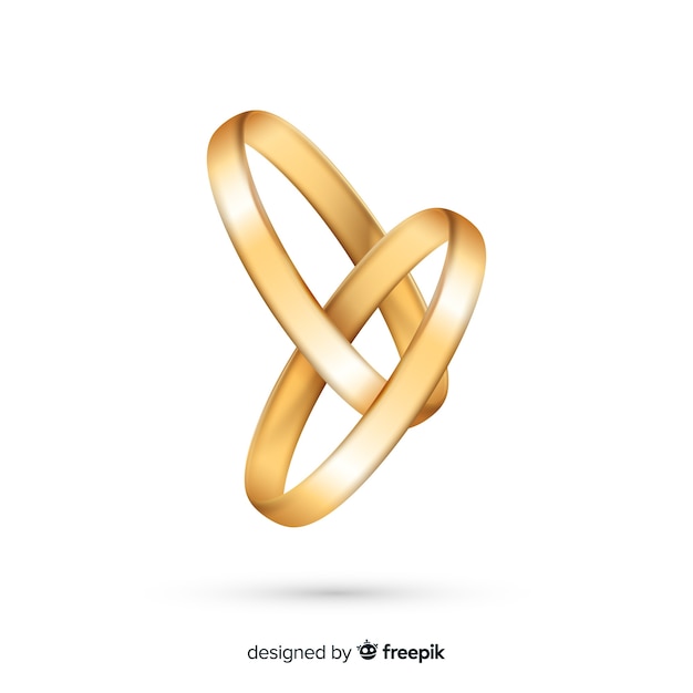 Download Realistic pair of golden wedding rings Vector | Free Download