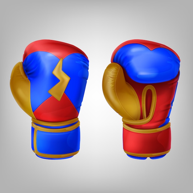 Download Realistic pair of leather colored boxing gloves | Free Vector