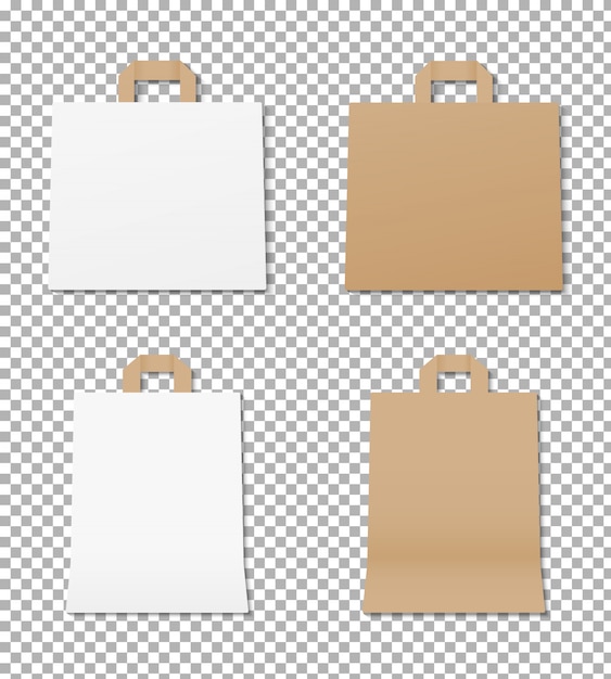 Download Realistic paper bag set. empty shopping bag mockup. paper ...