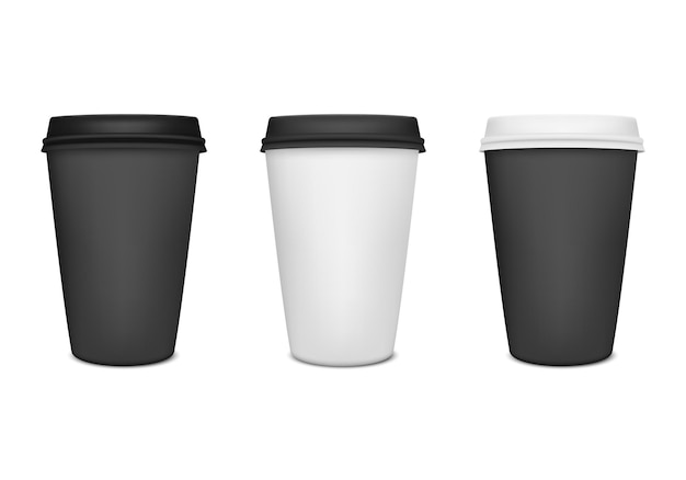 Premium Vector | Realistic paper coffee cup set.