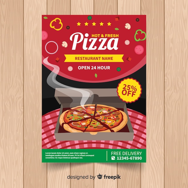 Realistic pizza restaurant flyer Vector | Free Download