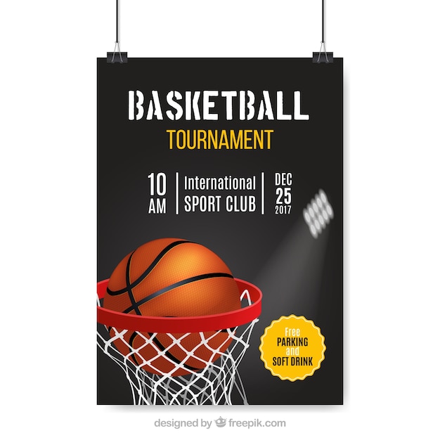 Realistic poster of basketball\
tournament