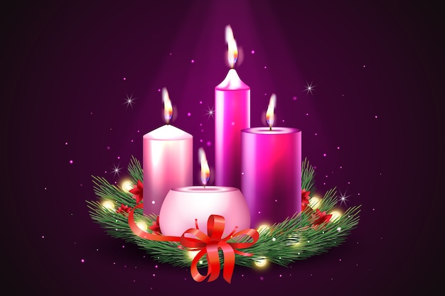 Free Vector | Realistic purple candles advent background